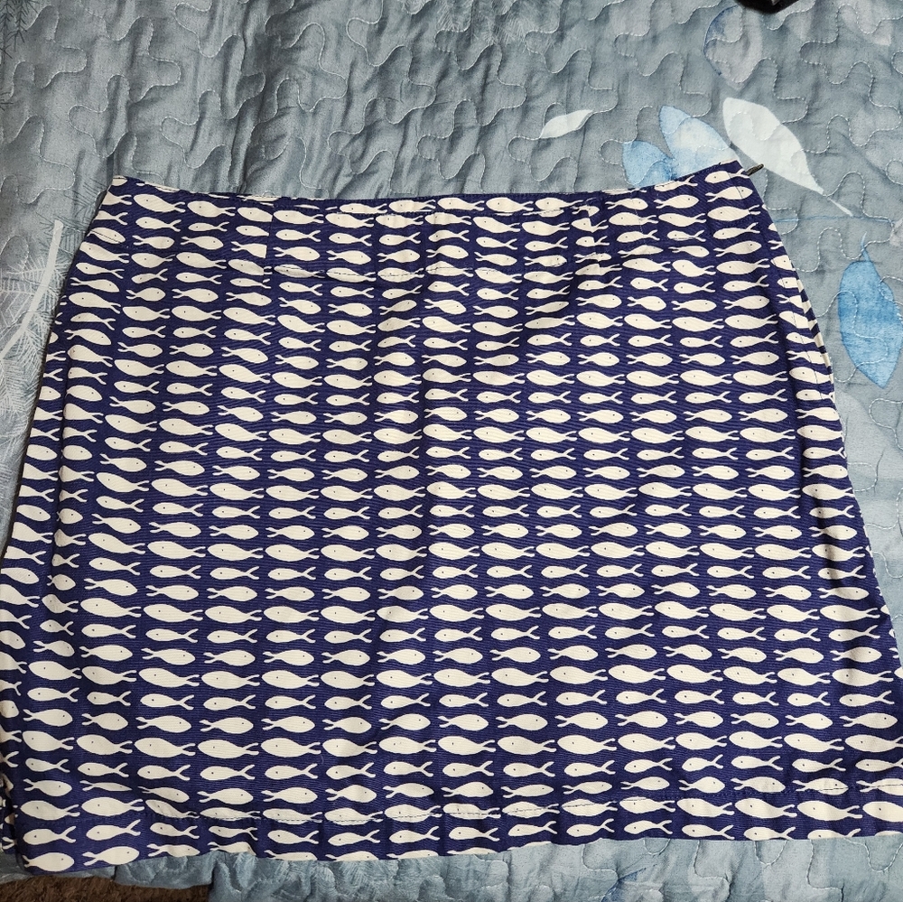 Garnet Hill Blue and White Mini Skirt - Picture 3 of 11